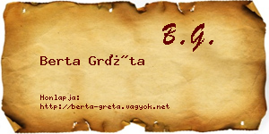 Berta Gréta névjegykártya